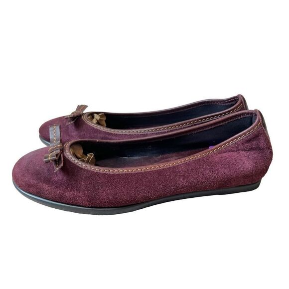 The Flexx Burgundy Suede Slip On Flats - Picture 3 of 10